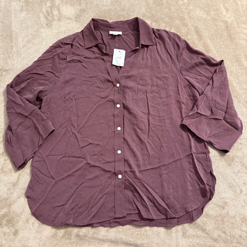 J. Jill Dried Plum Button Down Blouse Top  Purple M